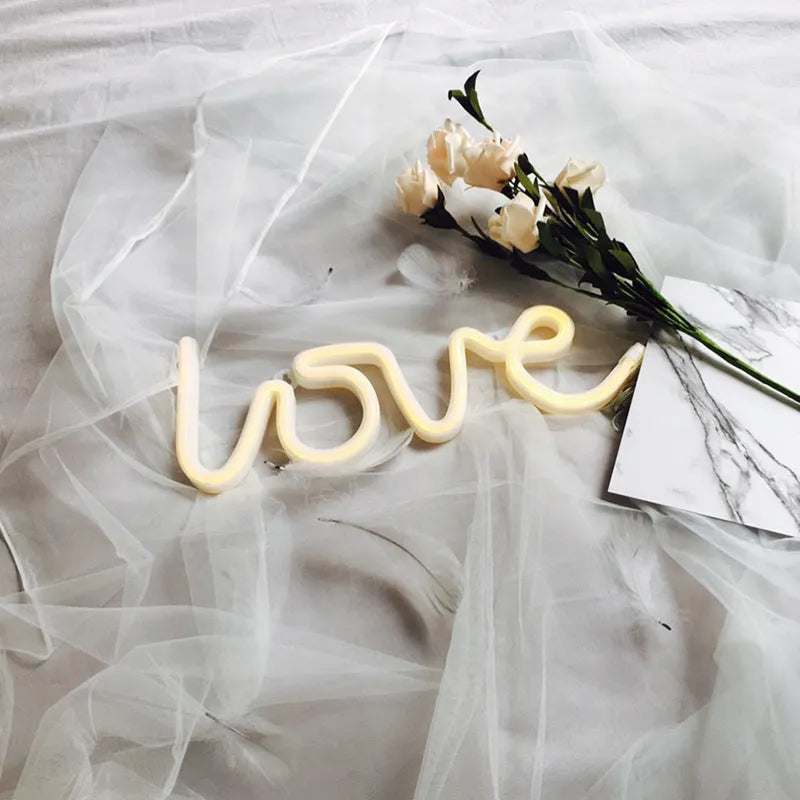 Love-shaped LED neon sign light in pink colour with silicone shell and dual power options