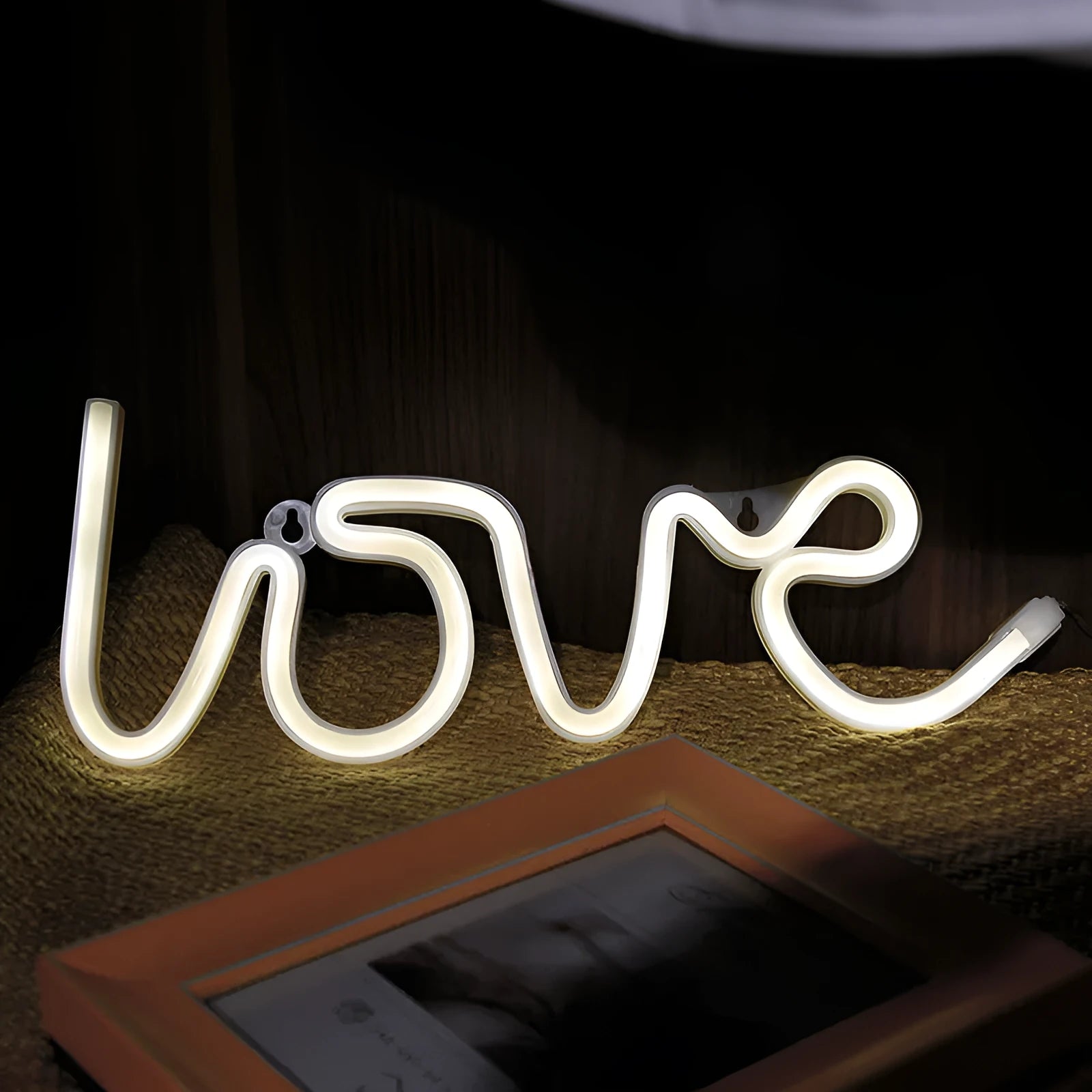Love-shaped LED neon sign light in pink colour with silicone shell and dual power options