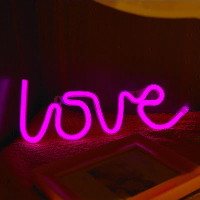 Love-shaped LED neon sign light in pink colour with silicone shell and dual power options
