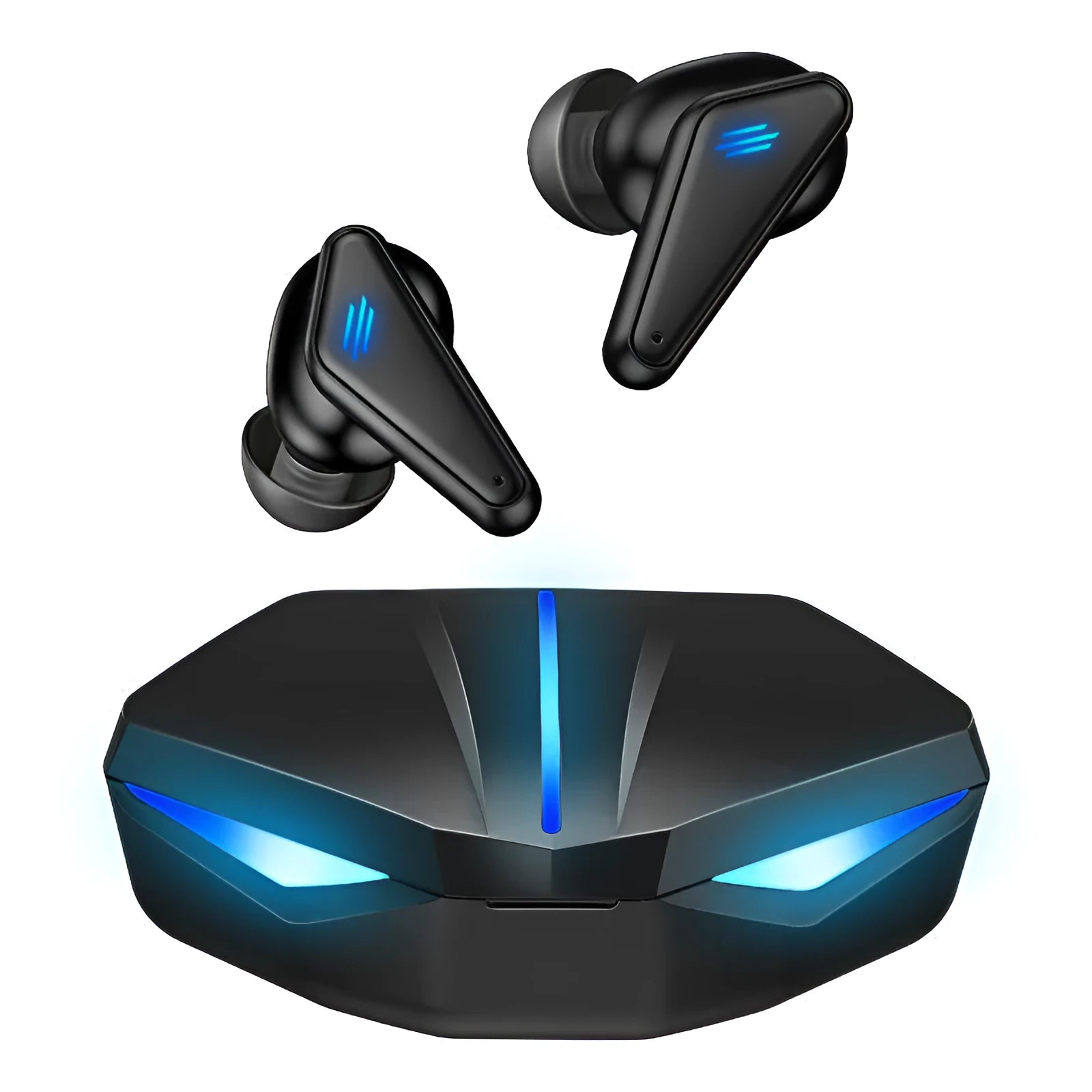 Blue K55 wireless Bluetooth gaming headset with earplug design and TWS Bluetooth 5.0 technology
