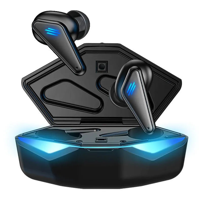 Blue K55 wireless Bluetooth gaming headset with earplug design and TWS Bluetooth 5.0 technology