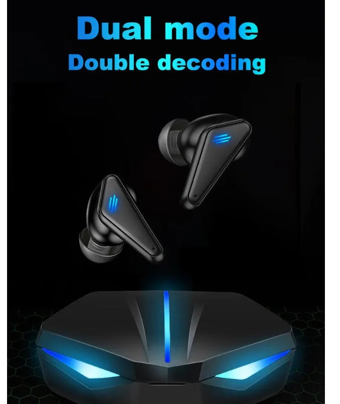 Blue K55 wireless Bluetooth gaming headset with earplug design and TWS Bluetooth 5.0 technology