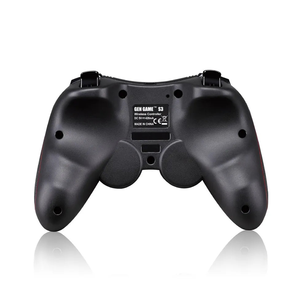 Black wireless Bluetooth gamepad mobile controller with charging cable for Android and iOS devices