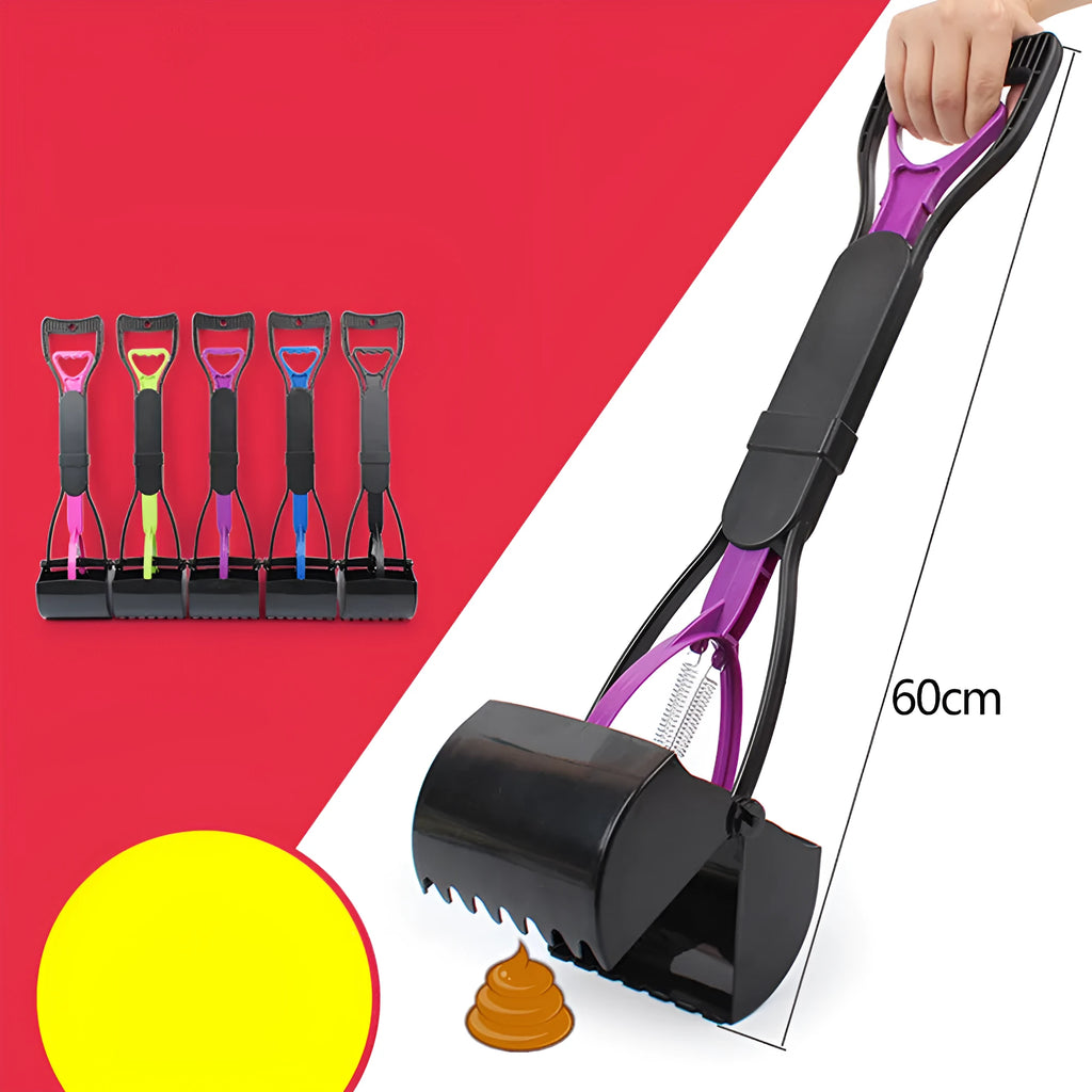 Long handle pet waste picker and clamp in ABS plastic with 60 cm length and clip shovel