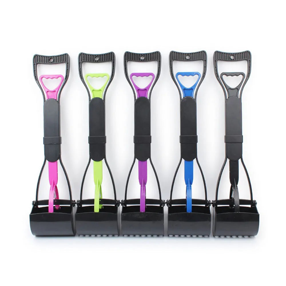 Long handle pet waste picker and clamp in ABS plastic with 60 cm length and clip shovel