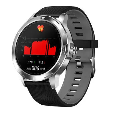 Waterproof smart sports bracelet with circular screen showing weather and call notifications