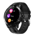Waterproof smart sports bracelet with circular screen showing weather and call notifications
