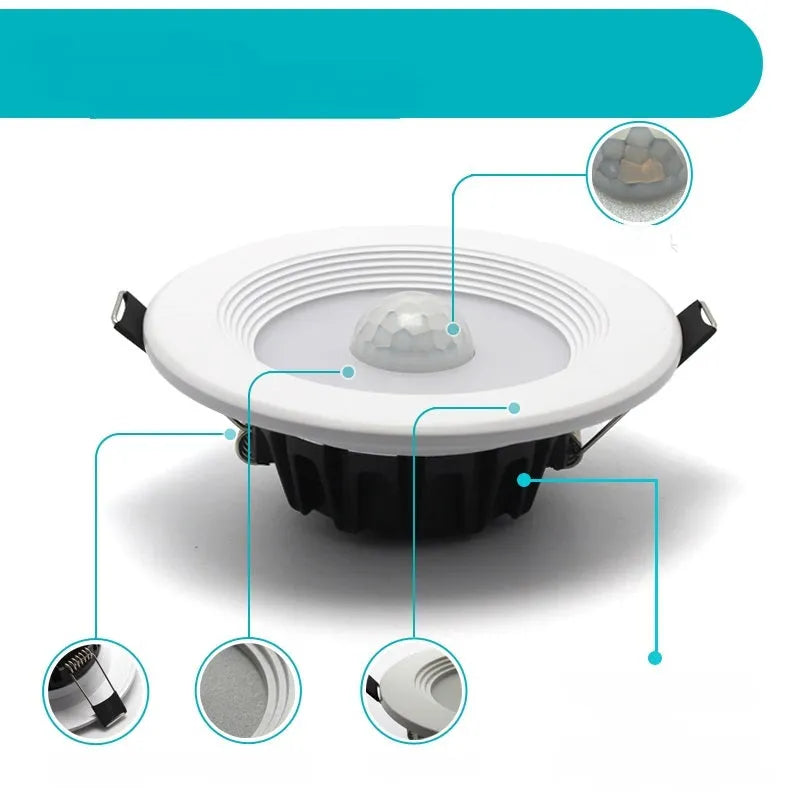 Aluminium infrared sensor LED down light ceiling fixture for kitchen or toilet.