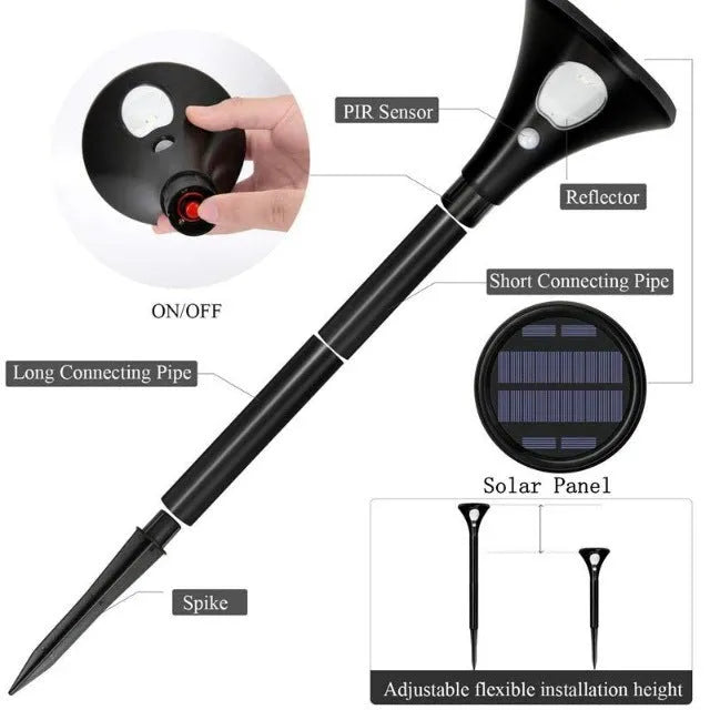 Solar induction ground plug lawn light with lamp pole and connecting tubes for garden installation