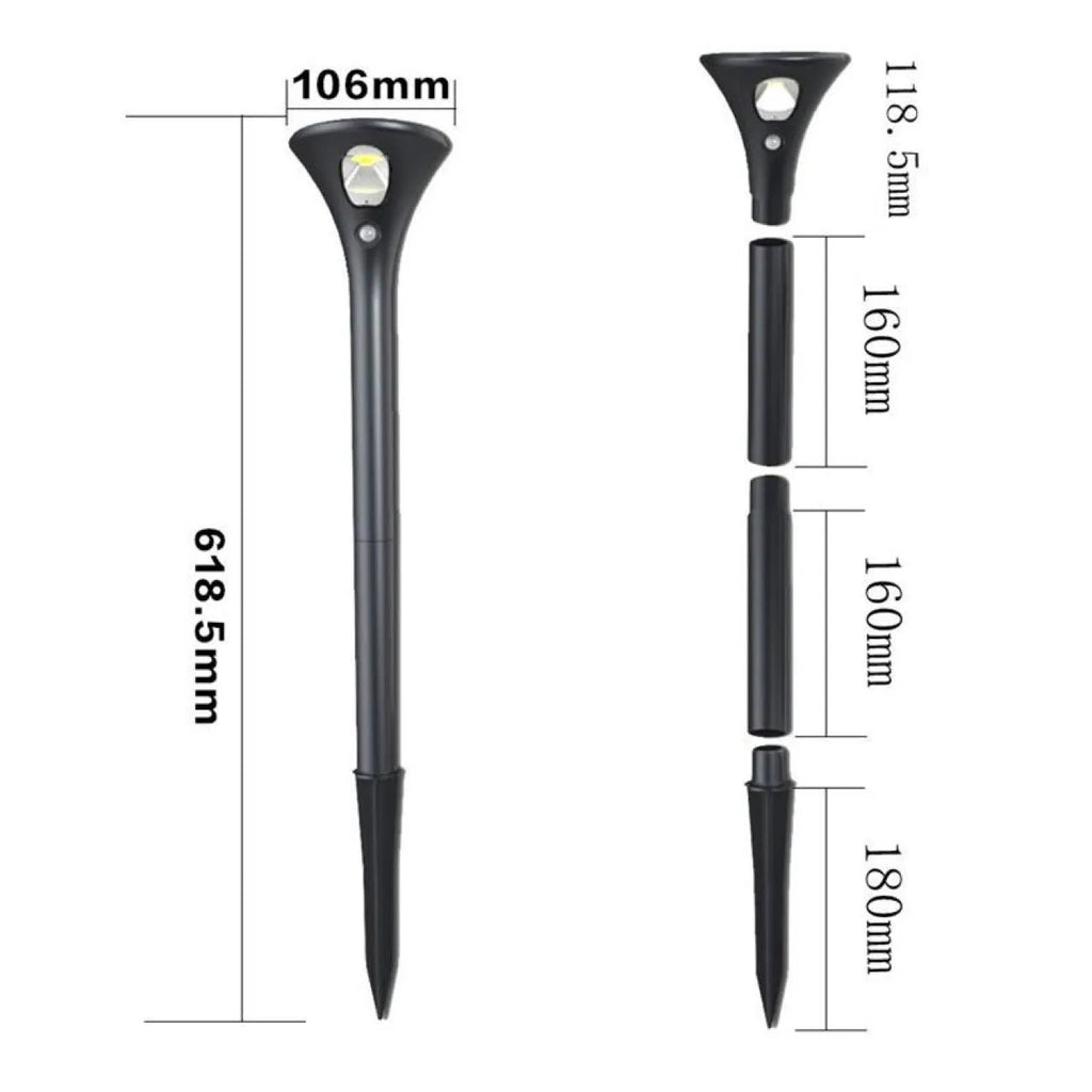 Solar induction ground plug lawn light with lamp pole and connecting tubes for garden installation