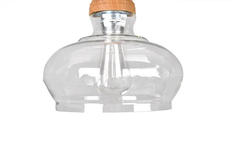 Glass wood grain single head pendant light with adjustable cable in a Nordic style