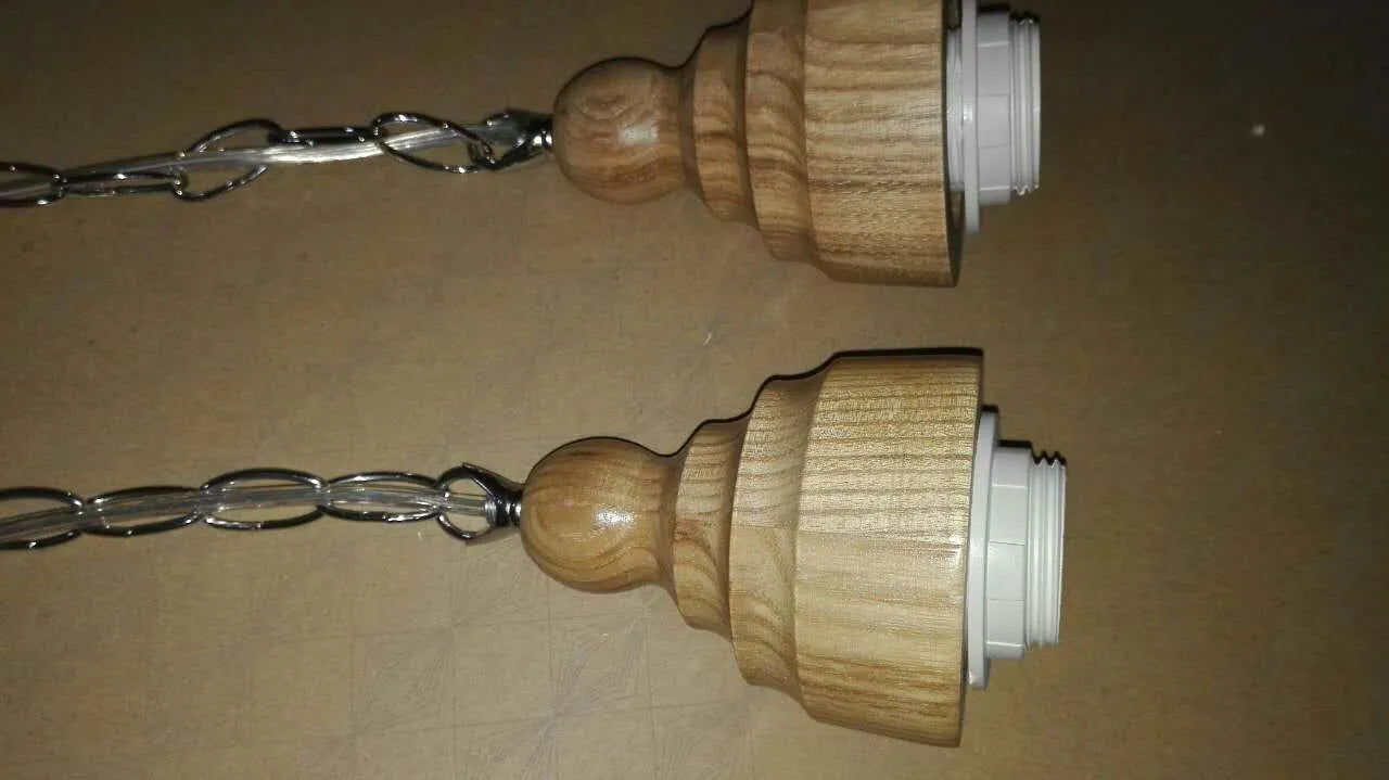 Glass wood grain single head pendant light with adjustable cable in a Nordic style