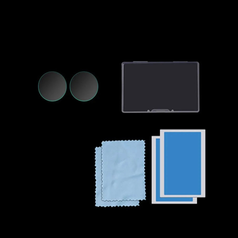 Insta360 ONE X2 tempered glass screen protector in black packaging with application wipe.