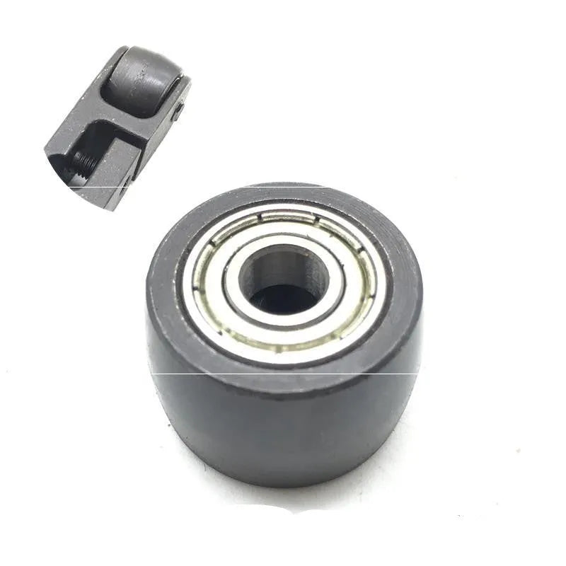 Metal rollers and accessories for a pneumatic belt strapping machine.