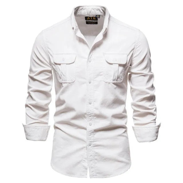 Men's loose fit linen long sleeve shirt in multiple colours with Asian and UK sizing options