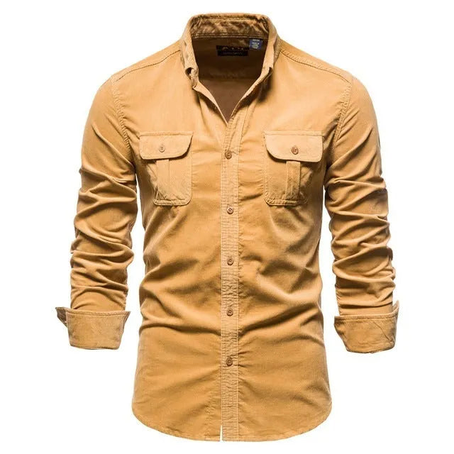 Men's loose fit linen long sleeve shirt in multiple colours with Asian and UK sizing options
