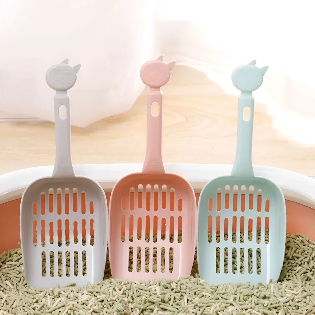 Thickened PP resin cat litter shovel 25cm long 9cm wide with large hole strip design