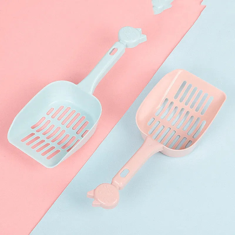 Thickened PP resin cat litter shovel 25cm long 9cm wide with large hole strip design