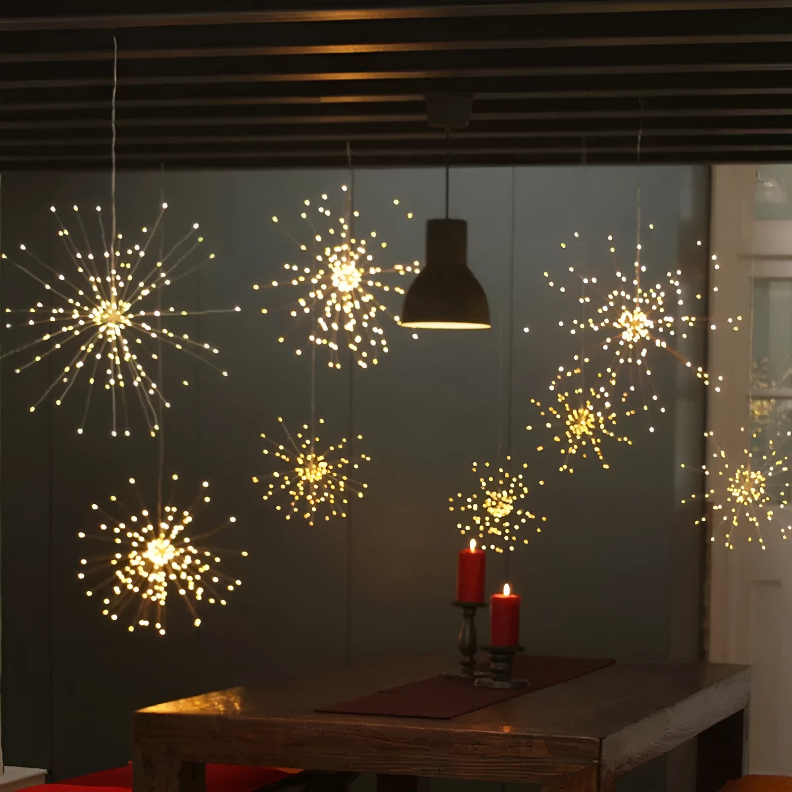 Solar powered LED meteor shower light with starry explosion effect for outdoor garden decoration