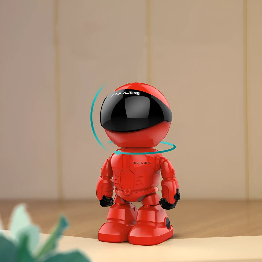 Silver remote HD night vision robot surveillance camera with 1080p resolution and wide-angle lens