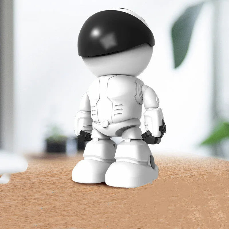 Silver remote HD night vision robot surveillance camera with 1080p resolution and wide-angle lens