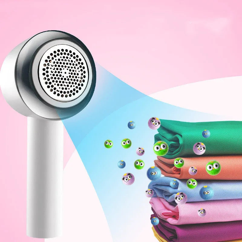 White rechargeable clothes shaver and fabric lint remover with ABS plastic housing