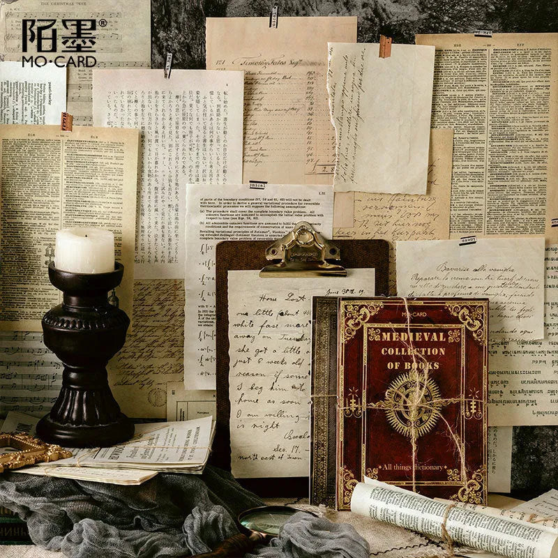 Distressed paper simulation book pages in rectangular 130mm by 184mm vintage album materials