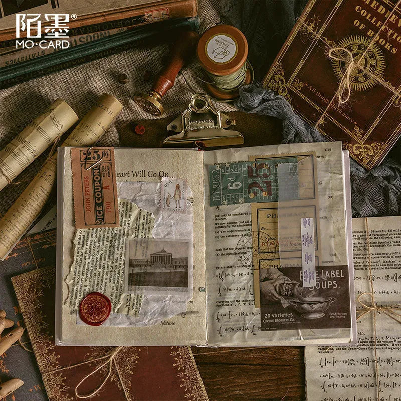 Distressed paper simulation book pages in rectangular 130mm by 184mm vintage album materials