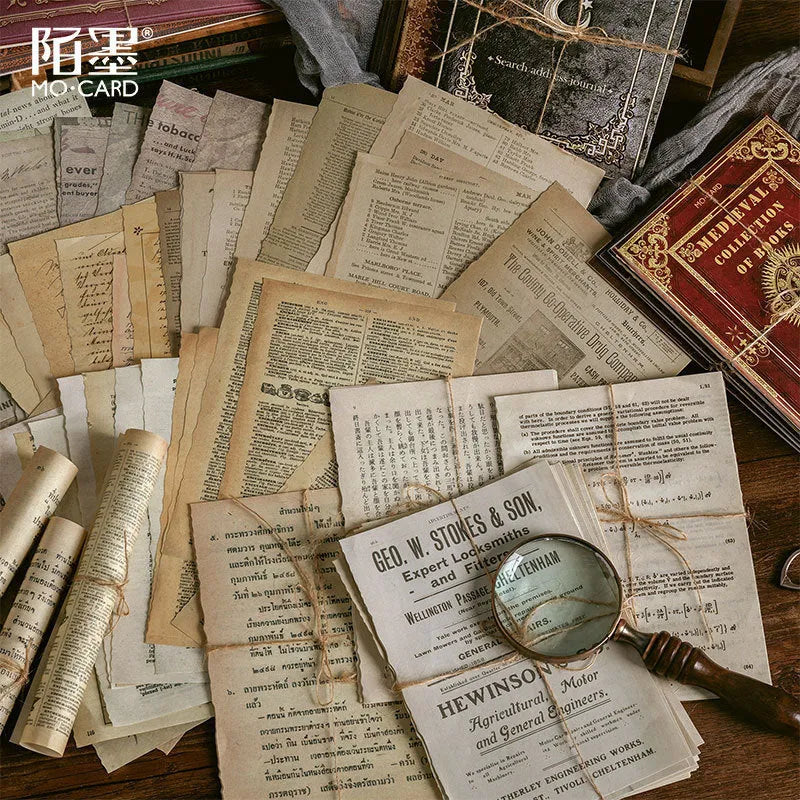 Distressed paper simulation book pages in rectangular 130mm by 184mm vintage album materials