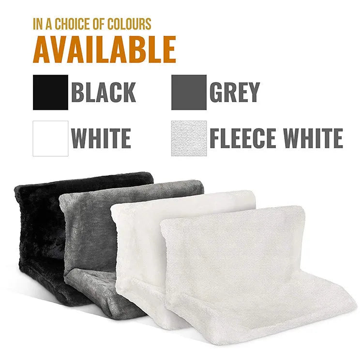 Iron frame cat radiator bed hammock with plush faux fur cover, collapsible, for pets up to 5kg