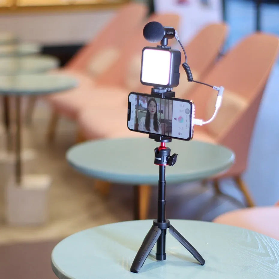 Combo 8 mobile phone vlog bracket set with selfie stick, fill light, and phone stand