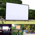 White foldable 150-inch projector screen with 4:3 aspect ratio for presentations and home cinema