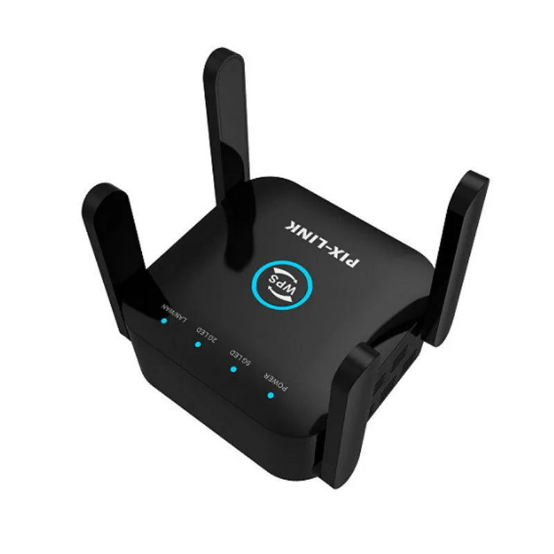 PIXLINK AC24 dual frequency wireless WiFi extender in black or white colour with regional power options
