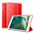 Clamshell iPad case with kickstand open, showing black TPU material and model fit for 9.7-inch tablet.