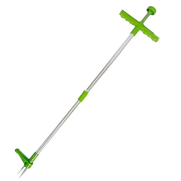 1046a manual garden weeding tool with aluminium handle on a soil background.