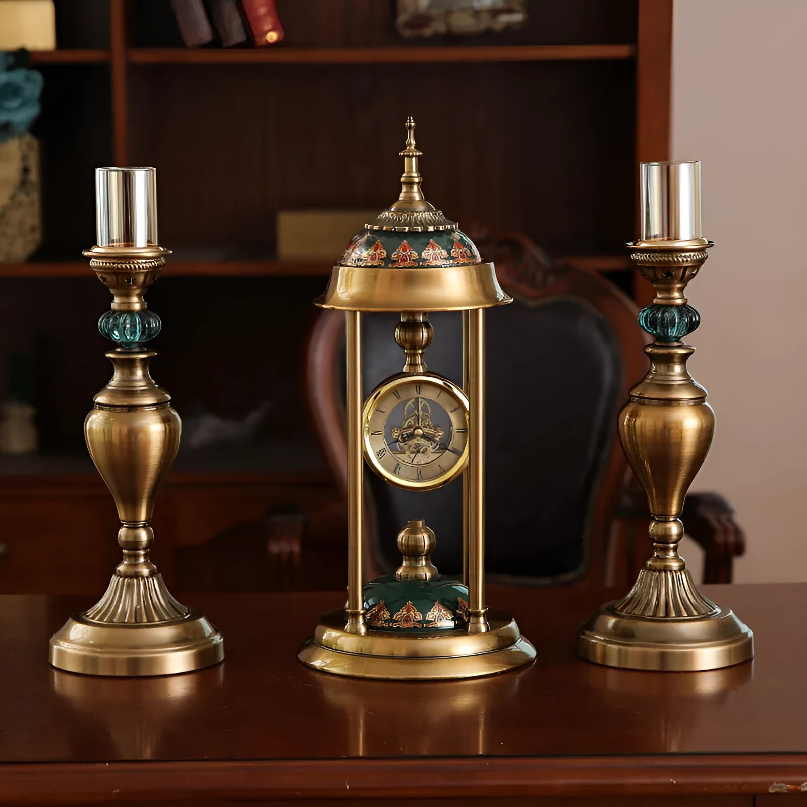 Nordic rectangular metal pendulum wall clock decoration measuring 46x16cm with ordinary glass mirror
