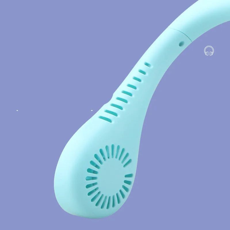 Summer air cooling neck fan portable USB hanging fan 3 speed blue colour