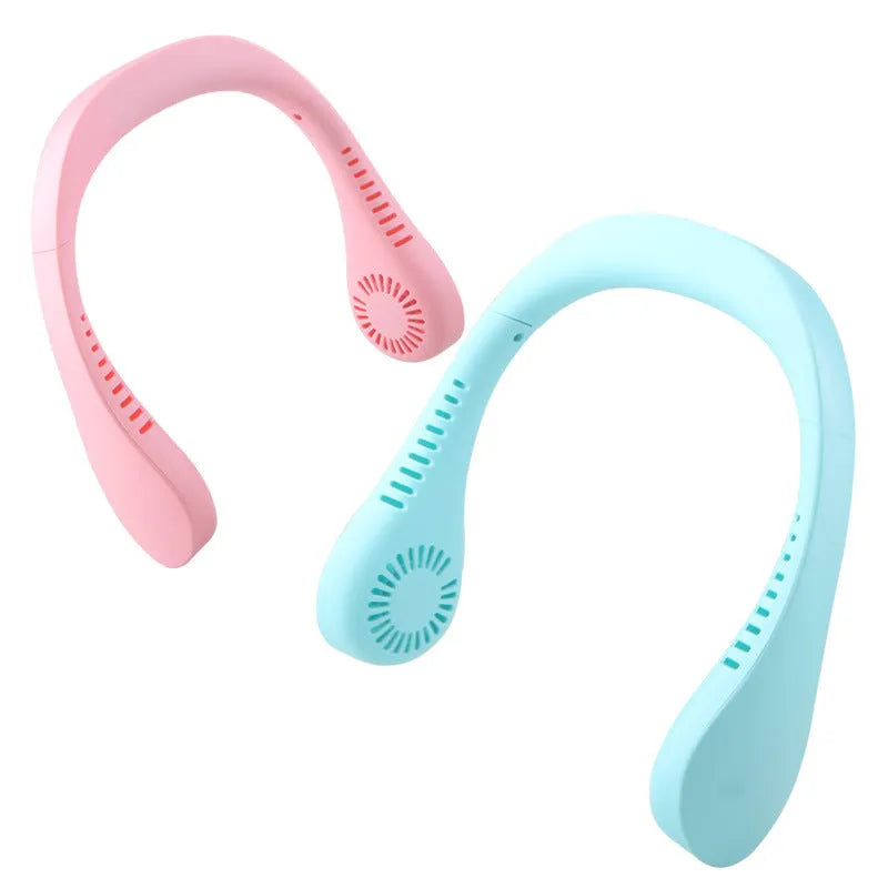 Summer air cooling neck fan portable USB hanging fan 3 speed blue colour