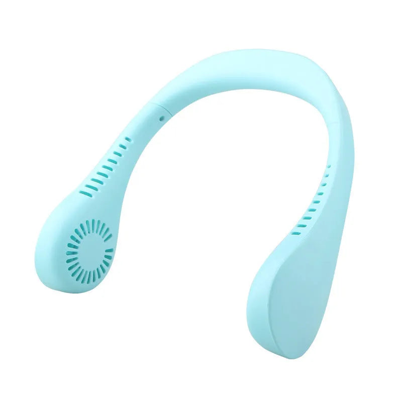 Summer air cooling neck fan portable USB hanging fan 3 speed blue colour