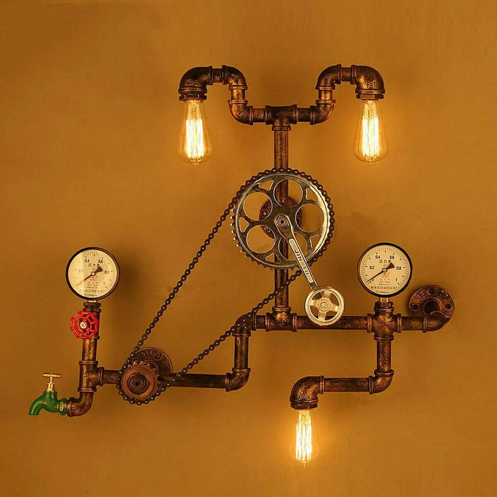 Steampunk grey copper brass tee valve with 3/4 inch BSP thread for industrial installations
