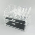 Clear foldable acrylic makeup storage organiser box showing 18L capacity