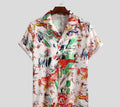 Men's short sleeve printed summer beach shirt in solid colour with polyester blend fabric