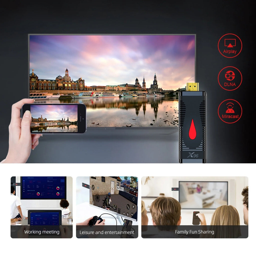 Small Android TV box dongle with Allwinner H313 chip for HDMI smart TV streaming.