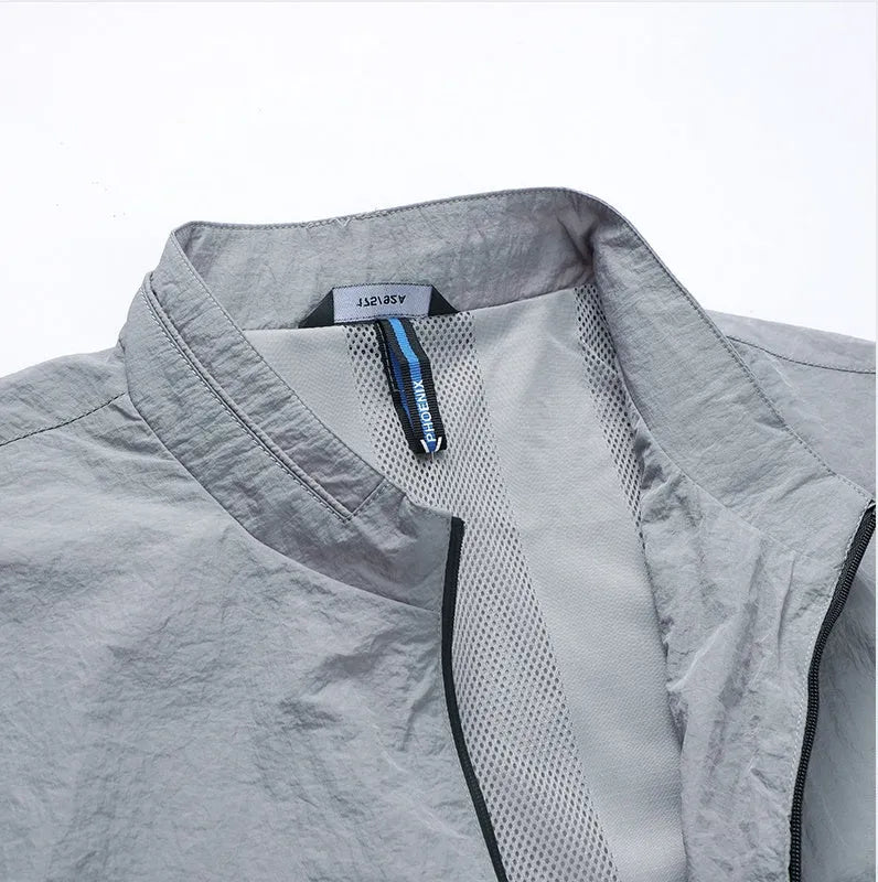Kentino men's summer sunscreen clothes in thin polyester fabric available in blue, grey and navy colours