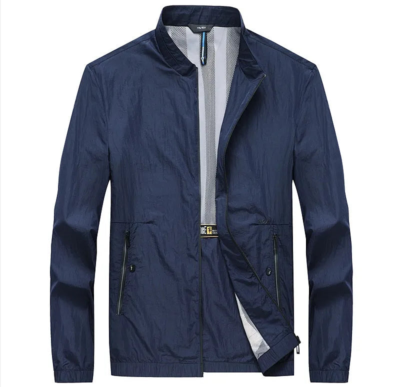 Kentino men's summer sunscreen clothes in thin polyester fabric available in blue, grey and navy colours