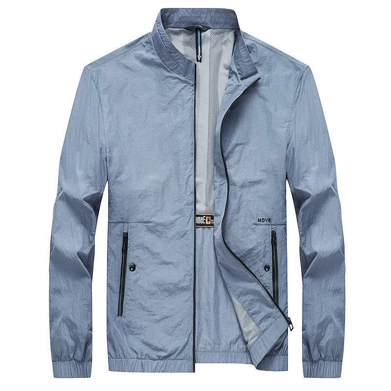 Kentino men's summer sunscreen clothes in thin polyester fabric available in blue, grey and navy colours