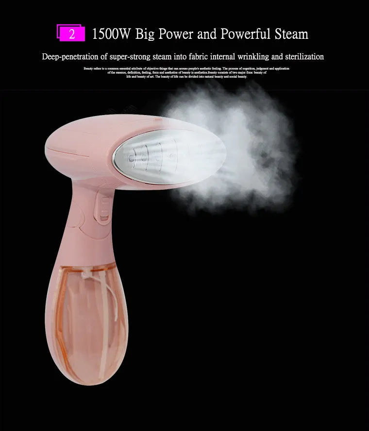 Sokany pink handheld steam ironing brush for clothes wrinkle removal