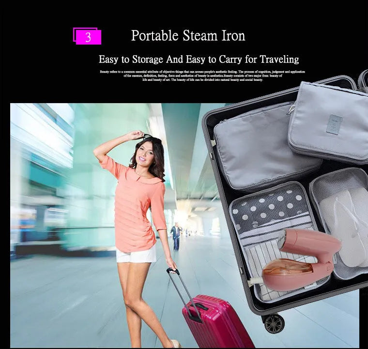 Sokany pink handheld steam ironing brush for clothes wrinkle removal