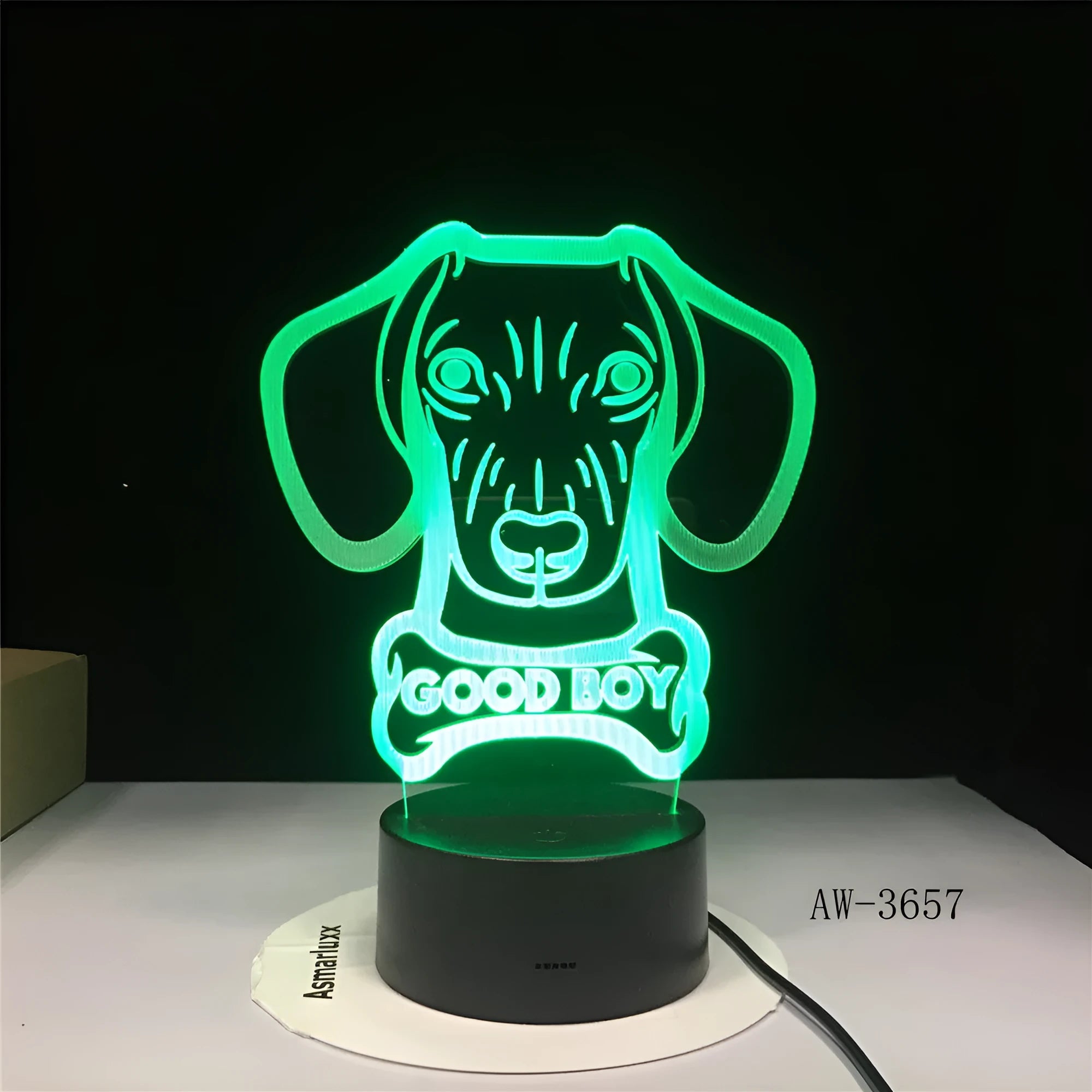 Pastoral-style gradient colour LED table lamp with remote control on a bedside table.