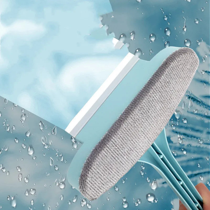 Blue and pink window cleaning brush sets with a removable head and a small crevice brush.